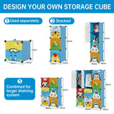 MAGINELS Kids Closet,Baby Wardrobe Closet with Door,Cute Portable Armoire Dresser,Clothes Hanging Storage Rack for Boy Bedroom,Blue,12 Cube(14x14inch) MAGINELS