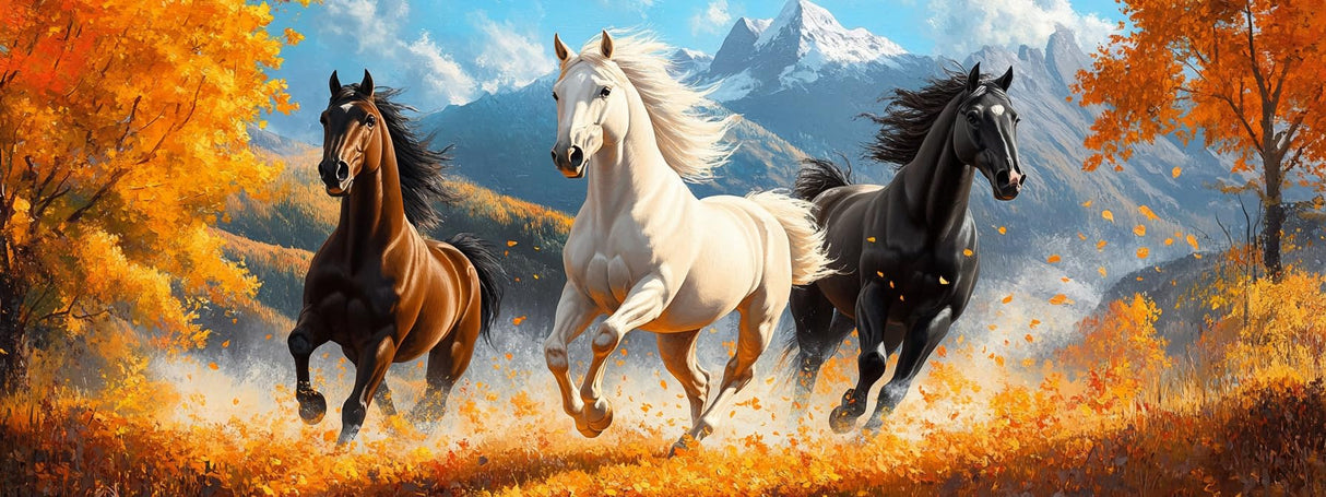 Bimkole Large Diamond Art Kits for Adults Horse, Full Drill 5D DIY Rhinestone Embroidery Set Paint with Diamonds Art Animals by Number Kits Cross Stitch Home Wall Craft Decoration 31.5x11.81 Inch Bimkole