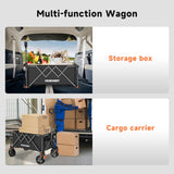 Hikevent Collapsible Wagon Cart Foldable with 220lbs Weight Capacity, Utility Grocery Shopping Cart with Wheels, Lightweight Portable Folding Wagon for Garden Sports Beach and Camping, Black Hikevent