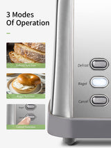 Toaster 4 Slice, Extra Wide Slots, Stainless Steel with High Lift Lever, Bagel and Muffin Function, Removal Crumb Tray, 7-Shade Settings with Warming Rack, Silver, Yabano Yabano