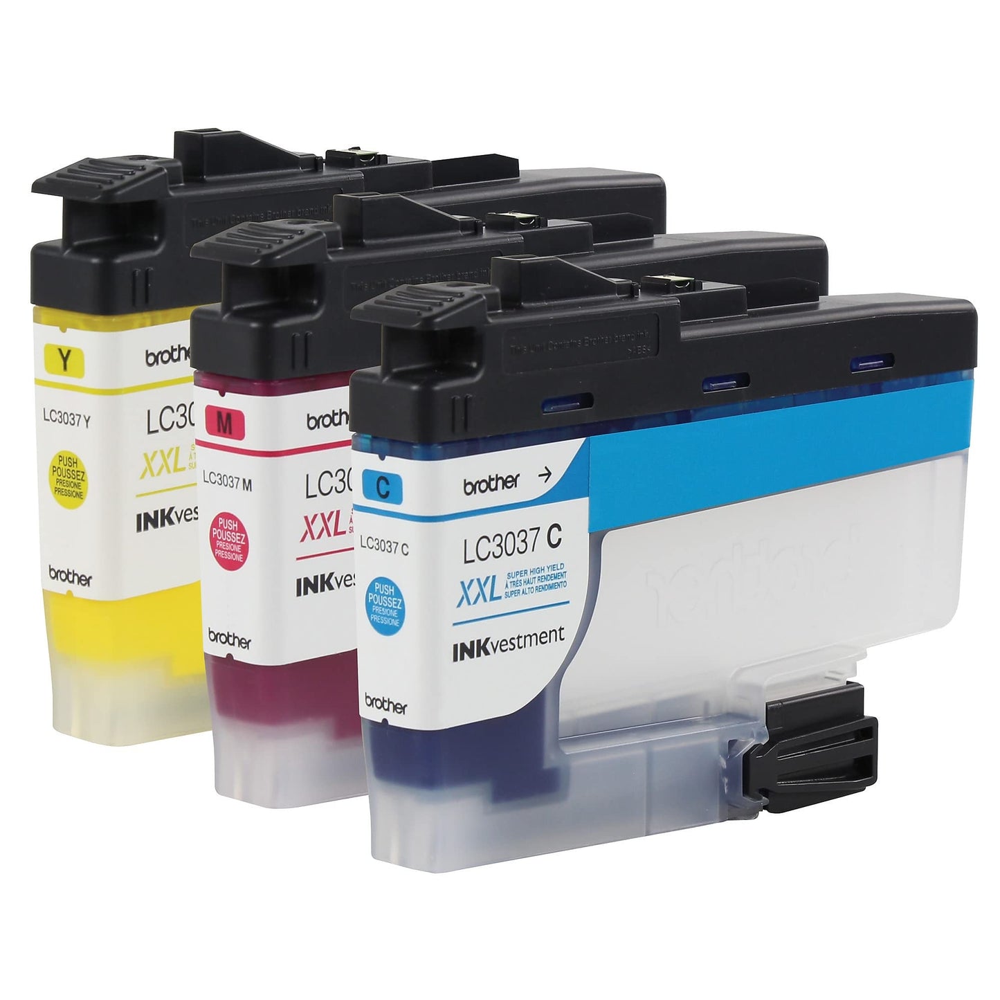 Brother Genuine LC30373PKS, 3-Pack Super High-Yield Color INKvestment Tank Ink Cartridges, Includes 1 Cartridge Each of Cyan, Magenta and Yellow Ink, Page Yield Up to 1,500 Pages/Cartridge, LC3037