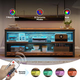 Bestier LED TV Stand for 55/60 Inch TVs, Gaming Entertainment Center with Adjustable Shelves, Modern Industrial Media Console with Storage Shelves for Living Room Bedroom, Rustic Brown Bestier