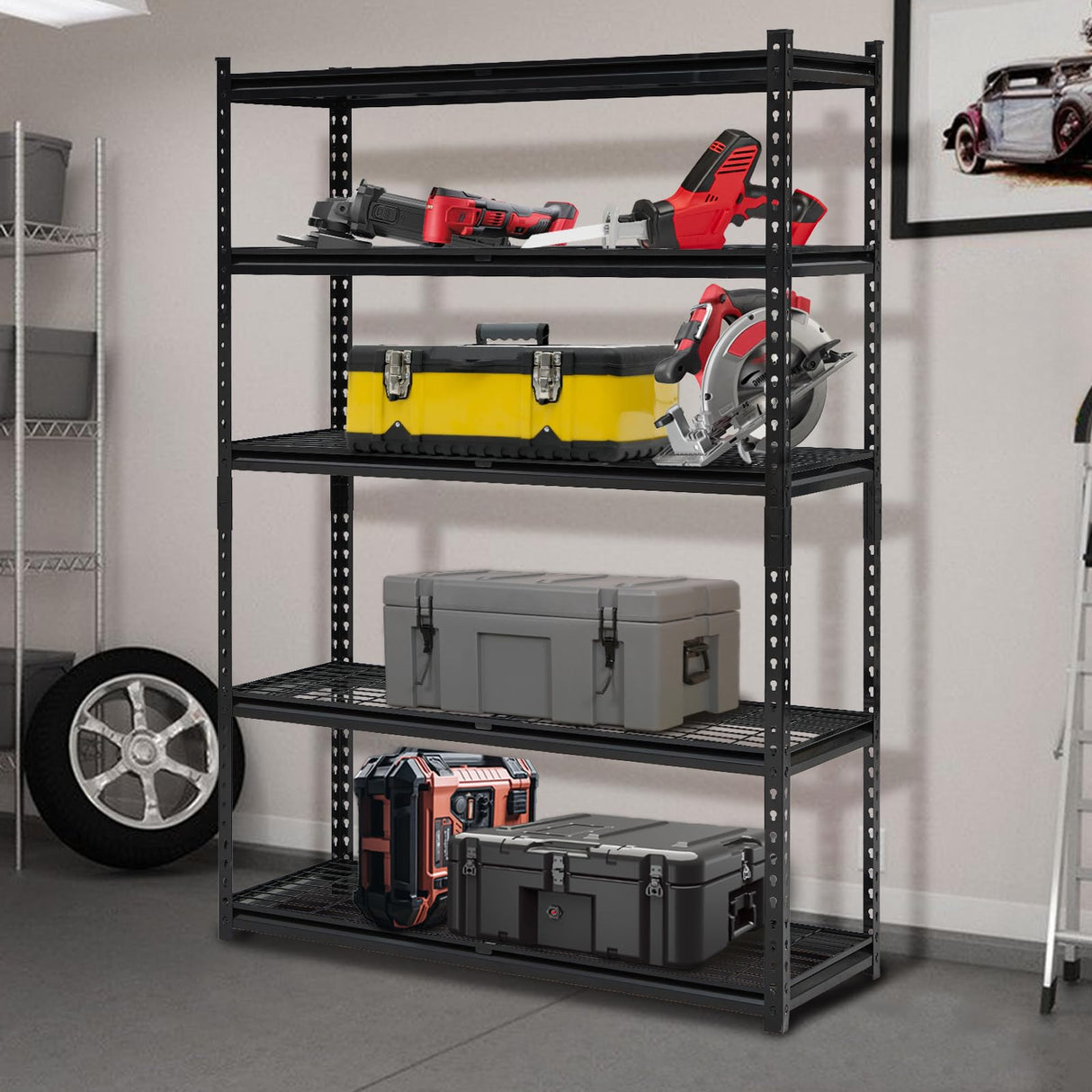 EcoExplorer Heavy Duty Garage Shelving Units,5-Tier Adjustable Storage Shelves,48x24 x72in,Loads 2500 LBS,Adjustable Garage Storage Shelving, Metal Storage Utility Rack Shelf Unit EcoExplorer