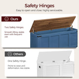 MAHANCRIS Storage Chest, 47.2" Storage Trunk with 2 Safety Hinges, Wooden Toy Chest, Entryway Shoe Bench, Large Toy Box for Kids Room, Bedroom, Living Room, Blue SCLZ4901 MAHANCRIS