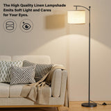 Ambimall 60" Floor Lamp with Remote Control and Stepless Dimmable Bulb, Colors Temperature & Brightness Adjustable, Modern Floor Lamps for Living Room（Beige Shade & Black Pole） Ambimall