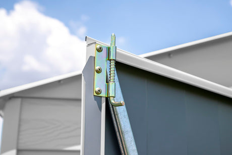 Arrow Select 10' x 4' Outdoor Lockable Steel Storage Shed Building, Flute Grey Arrow