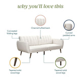 Novogratz Brittany 81.5" Futon Sofa Bed and Couch Sleeper, Ivory Boucle Novogratz