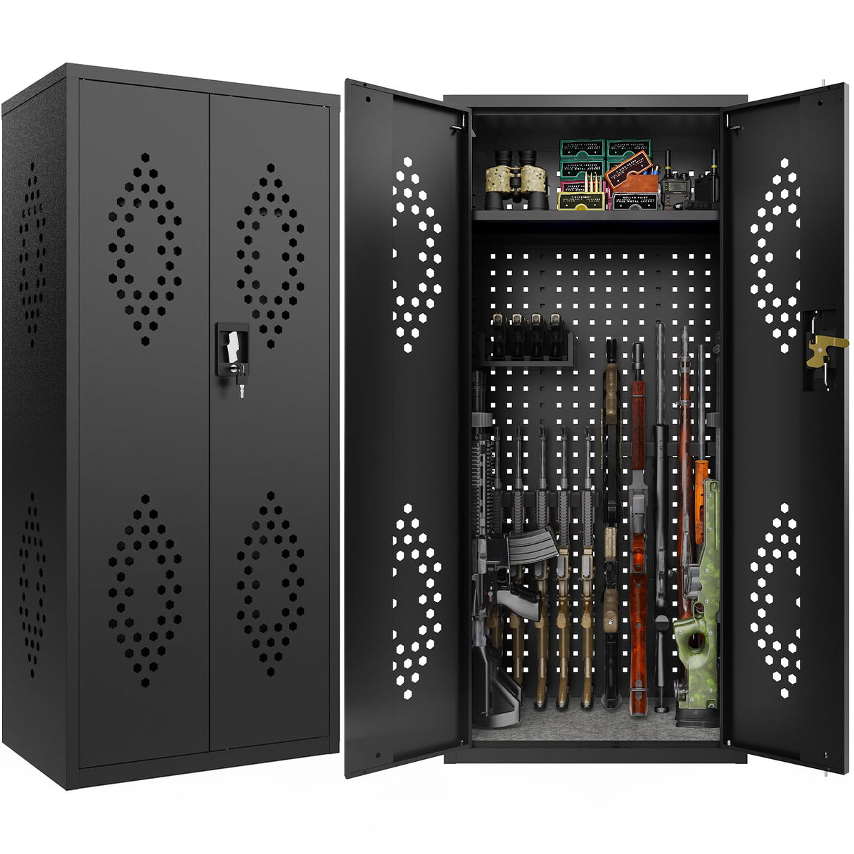 Eltean 15-18 Gun Safe for Rifles and Pistols,DIY-Friendly Gun Cabinet with Customizable Storage Space,DIY Rifle Safe with Distinctive Appearance and Ventilation for Shotgun. Eltean