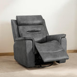 KISLOT Leather Recliner Chair, 360° Swivel Rocker for Adults Manual Rocking Reclining Chair with Adjustable Backrest Footrest for Living Room Bedroom Home Theater Seating KISLOT