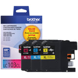 Brother LC1033PKS, LC-103, Innobella High-Yield Ink, 600 Page-Yield, 3/Pack, Cyan-Magenta-Yellow Brother