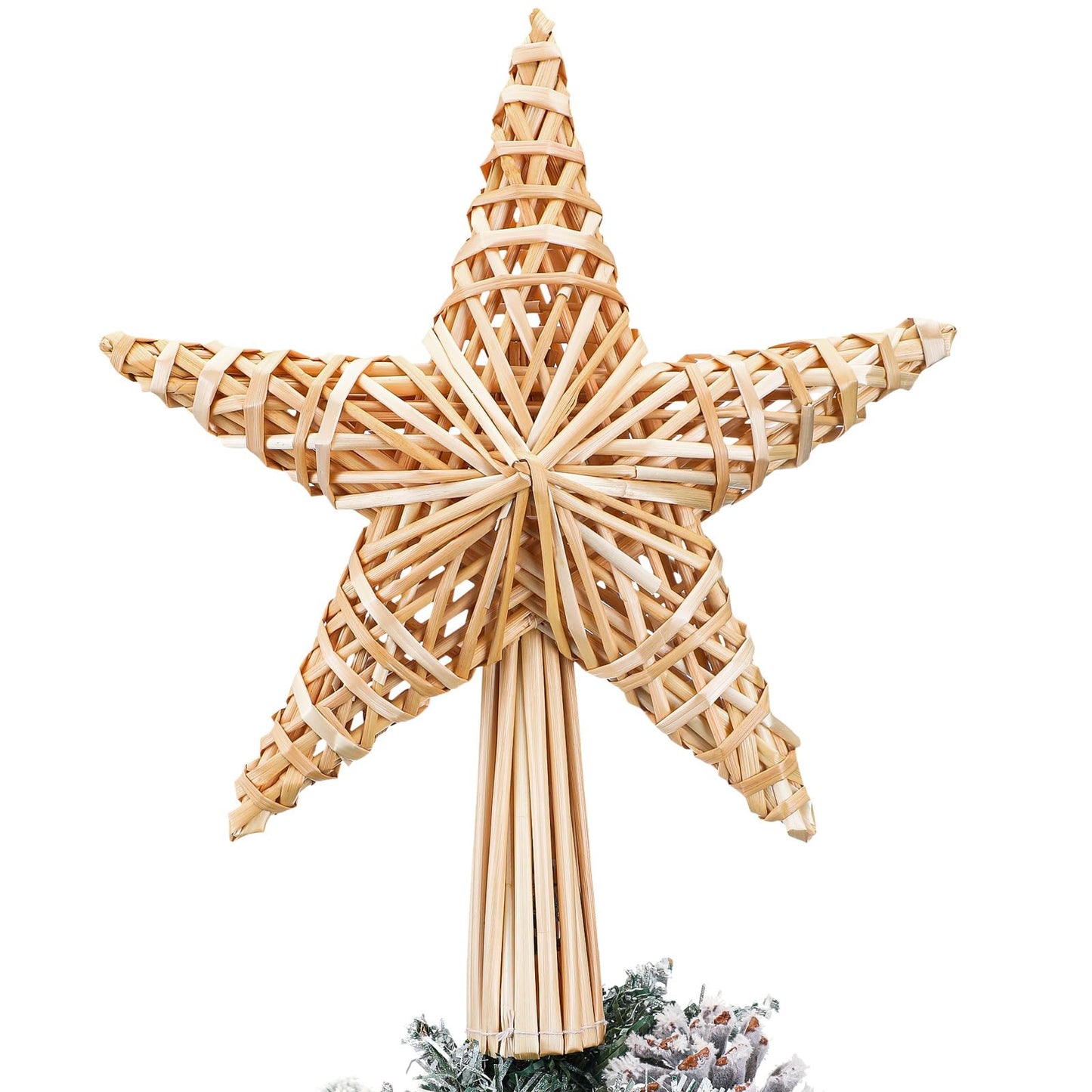 Lineshading Christmas Star Straw Topper 10 x 12 Inch Swedish Tree Topper Scandinavian Straw Ornaments Nordic Style Tree Topper for Christmas Tree Office Home Indoor Desktop Adults Decoration