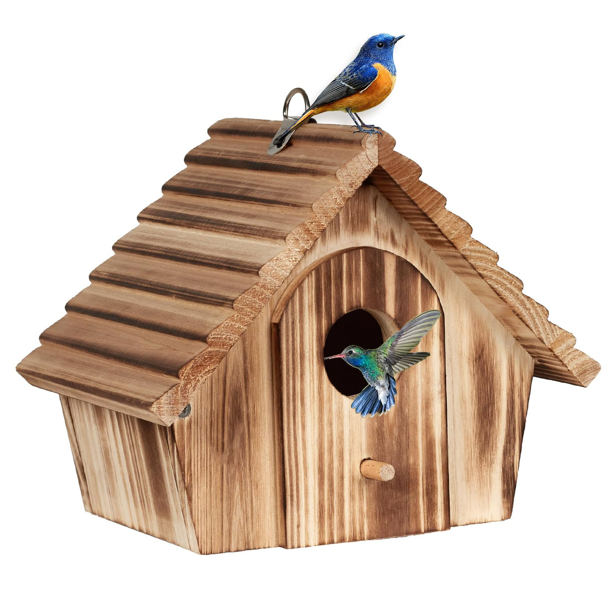CLACKIBUKVYZ Bird Houses for Outside,Hanging Outdoor BirdHouses,Wood Bird Nesting Box House for Bluebird Humming Finch Wren Cardinals Garden CLACKIBUKVYZ