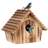 NATUREYLWL Bird House for Outside - Hanging Outdoor Birdhouse - Natural Wood Bird Nesting Box for Bluebirds, Hummingbirds, Finches, Wrens, Cardinals - Easy to Clean & Durable Garden Bird Shelter NATUREYLWL