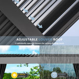 Aoxun Louvered Pergola 12' x 16' Outdoor Aluminum Pergola Adjustable Roof, with Waterproof Curtains and Nets, for Decks, Gardens, Gray Aoxun