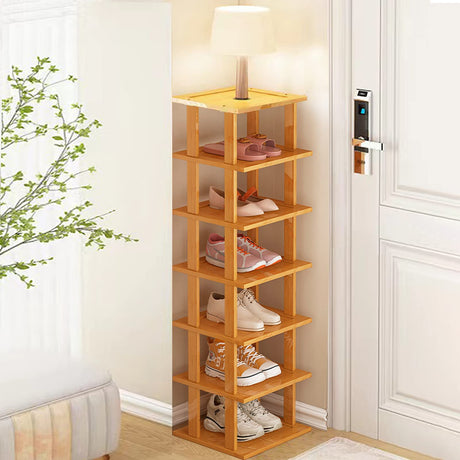 SAN HE Bamboo Vertical Shoe Rack - Tall Slim Organiser for Small Spaces SAN HE
