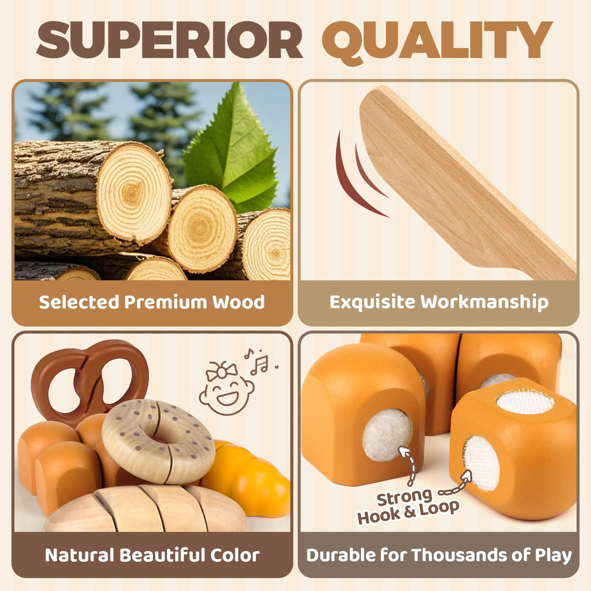 Wooden Play Food Bakery Toy Sets for Kids Kitchen Grocery Pretend Fake Food Accessories Playsets for Kids Ages 4-8 Birthday Gift for Boys Girls Educational Toys Airlab