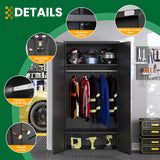 LISSIMO Metal Wardrobe Closet Cabinet,Armoire Wardrobe Closets Storage Cabinets with Doors and Shelves for Laundry Room,Bedroom,Home Office,Bathroom(Black LISSIMO