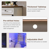 RedLemon Farmhouse Fireplace TV Stand for 85 Inch TV, 32” Tall Highboy Entertainment Center w/36” Electric Fireplace, Modern Media Console w/Drawers Storage for Living Room, Antique White RedLemon