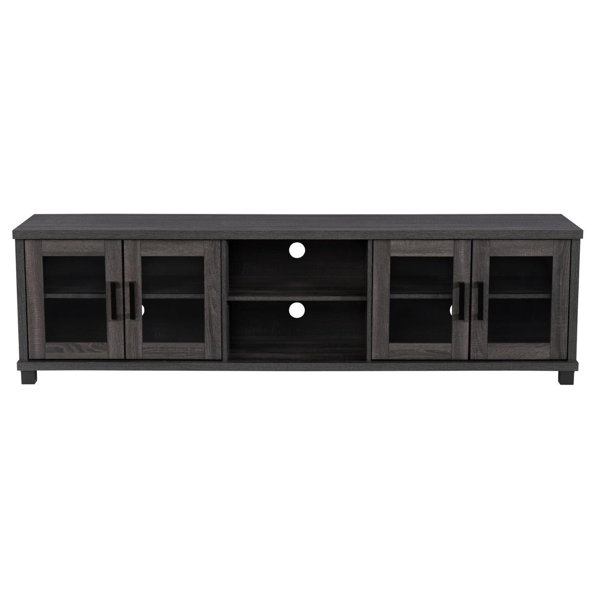CorLiving Dark Gray Engineered Wood TV Stand w/Glass Cabinets for TVs up to 95" CorLiving