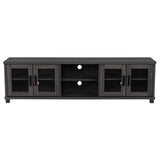CorLiving Dark Gray Engineered Wood TV Stand w/Glass Cabinets for TVs up to 95" CorLiving