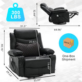 linting Electric Swivel Rocker Recliners with Massage and Heat for Adults Faux Leather Overstuffed Power Swivel Recliner with Cup Holders USB Port, Black Rocking Glider Chairs linting