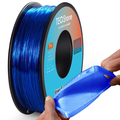 TEQStone TPU Filament 1.75mm Blue 1Kg Spool 95A Flexible Soft 3D Printer Filament Consistent Diameter +/-0.03mm in Vacuum Package