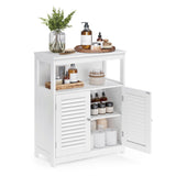VASAGLE Bathroom Floor Cabinet, Bathroom Storage Cabinet, Freestanding, with Double Shutter Doors and Adjustable Shelf, for Bathroom, Living room, Entryway, Kitchen, White UBBC40WT VASAGLE