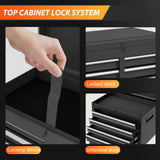 SumKea Tool Box with Wheels, 5 Drawer Rolling Tool Chest, Tool Box for Garage with and Side Handles Detachable Storage Cabinet Rolling Tool Box, for Garage Workshop, Black SumKea