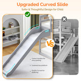 JOYMOR Bunk Bed with Curved Slide, Bunk Bed Twin Over Twin, Toddler Bunk Bed with Slide and Angled Ladder, Solid Pine Wood Slide Bed,14" Safety Guardrail, Anti-Slip Steps JOYMOR