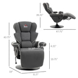 HOMCOM Manual Recliner, Swivel Lounge Armchair with Footrest and Two Cup Holders for Living Room, Black HOMCOM