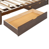 Merax Queen Size Platform Bed with 2 Storage Drawers and Twin XL Size Trundle, Rustic Design Wooden Bed Frame, Walnut Merax
