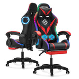 Gaming Chair with Speakers and LED Lights Ergonomic Computer Chair with Massage and Footrest Reclining Video Game Chair for Adults with Adjustable Lumbar Support Red and Black VANSPACE