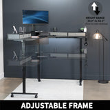 VIVO Electric 2-Tier Height Adjustable 75 x 63 inch Stand Up Corner Desk, L-Shaped Mobile Table with Memory Controller, Black Table Top, Black Frame, Dark Gray Storage Drawers, DESK-E3CVB-75 VIVO