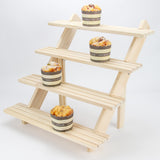 Gonice 4 Tier Wooden Display Riser, Tiered Wood Earring Display Stand, Cupcake Stand, Countertop Merchandise Display Stand for Selling Gonice