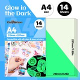 TECKWRAP Printable Vinyl Sticker Paper for Inkjet Printer, Glow in The Dark Vinyl Inkjet Printable Sticker Paper, 8.26" x 11.69" A4 Size for Scrap-Booking, Craft Cutters, Home Decor, 14 Sheets/Pack TECKWRAP