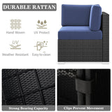 LayinSun 13 Pieces Patio Furniture Set with Fire Pit Table, Black Rattan Modular Sectional Outdoor Conversation Sofa Set, Swivel Rocking Chairs Set LayinSun