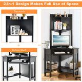 Tangkula Corner Desk with Hutch, 90 Degrees Triangle Corner Computer Desk with Keyboard Tray & Bookshelves for Small Space, Space Saving Corner Writing Desk for Bedroom Tangkula