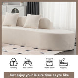 Suheww 130.5” Curved Sofa for Living Room, Cloud Sectional Couch Modern Boneless Lounge Sofa, 4-Seater Beige Oversized Compressed Couch with 3 Pillows for Apartment Bedroom Office Suheww
