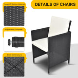 MATONELL 9 Piece Acacia Wood Patio Dining Set, Space Saving Wicker Chairs with Soft Cushions and Wood Table, Outdoor Furniture Set for Garden Yard Poolside, Black MATONELL