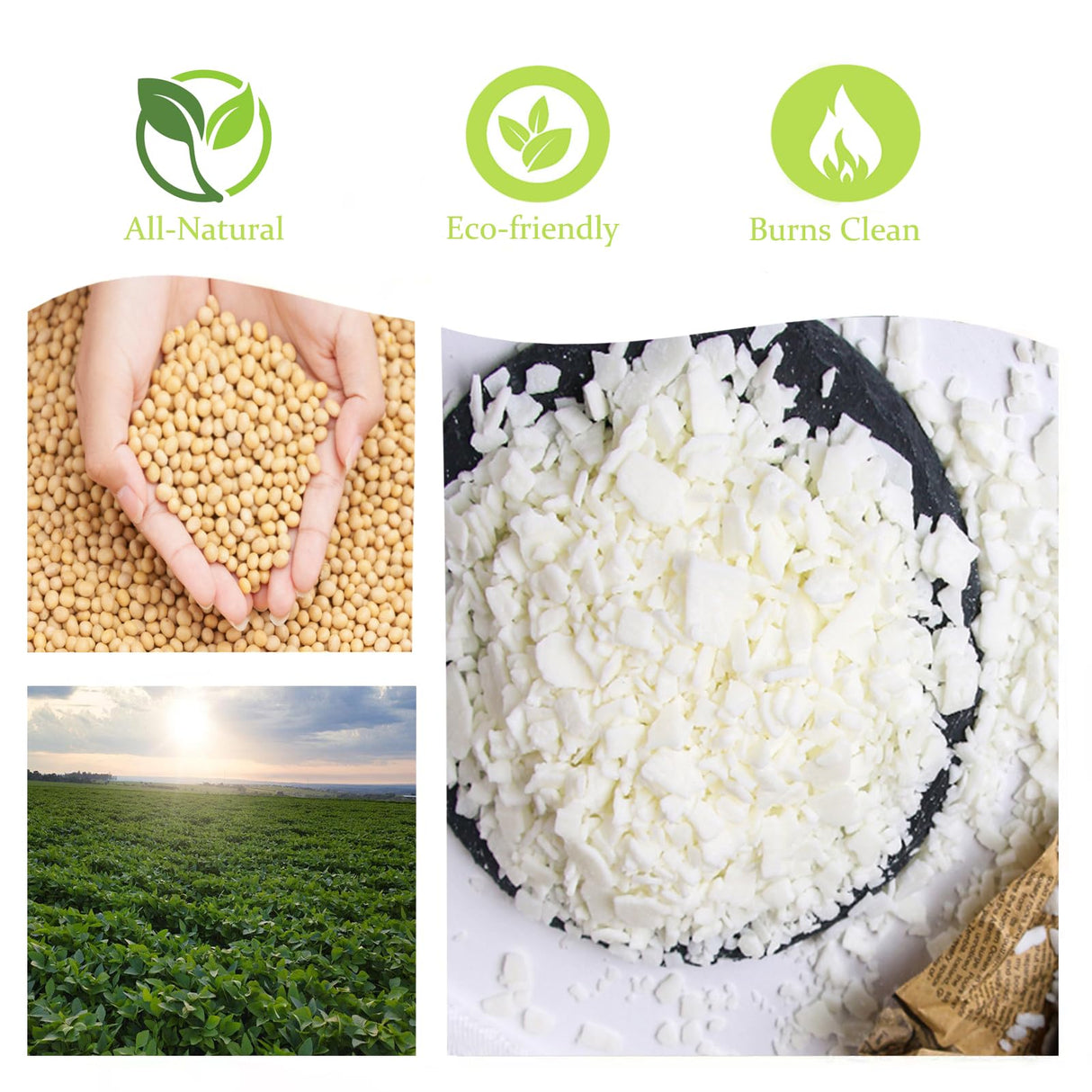 DINGPAI Natural Soy Wax for Candle Making, 2lb Organic Soy Wax Flakes, Premium Soy Candle Wax for Candle Making Supplies, Pure Candle Wax from Farm, No Harmless, Additives DINGPAI