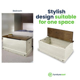 Furniture Dash Wooden Storage Trunk Corona, Wooden Entryway Storage Bench, Ideal for Living Room, Bathroom, Entryway, Office, Kitchen - White Distressed Furniture Dash
