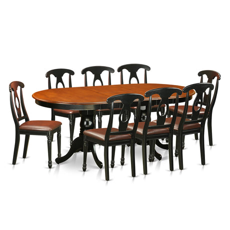 East West Furniture PLKE9-BCH-LC 9 Piece Dining Room Furniture Set Includes an Oval Kitchen Table with Butterfly Leaf and 8 Faux Leather Upholstered Dining Chairs, 42x78 Inch, Black & Cherry East West Furniture
