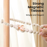 KLOGTSIND Magnetic Curtain Tiebacks, Curtain Tie Backs for Curtains 2 Pack, Wood Bead Curtain Tiebacks, Curtain Holders for Boho Bedroom Decor, Baby Nursery Decor, Farmhouse Decor KLOGTSIND