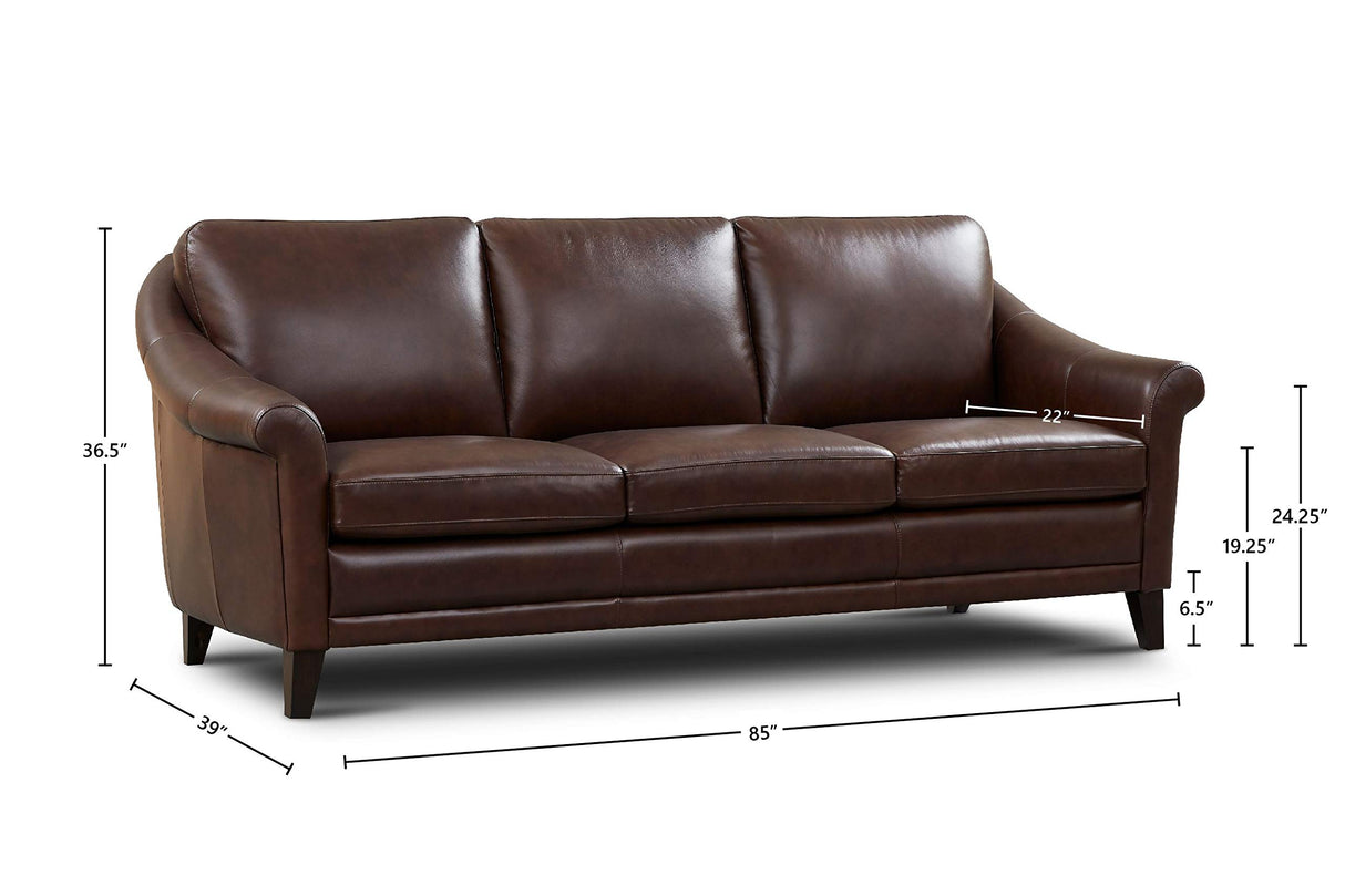 Sienna 100% Genuine Leather Midcentury Modern Sofa, Brown Hello Sofa Home