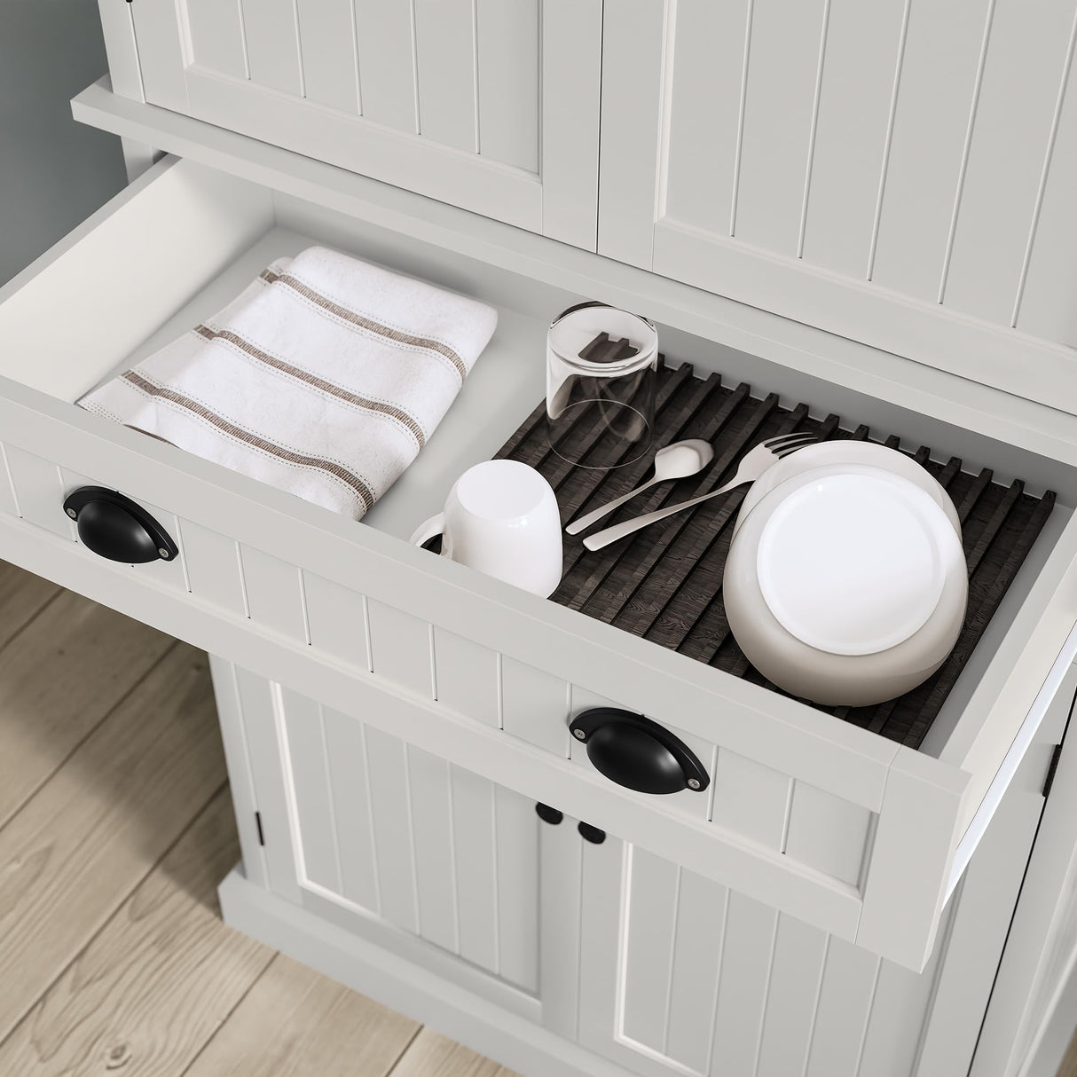 ARTPOWER 72" Tall Kitchen Pantry Storage Cabinet with Drawer and Adjustable Shelves, Pantry Cabinet for Kitchen, Bathroom or Hallway, White ARTPOWER