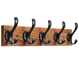 Hmsrjh Coat Rack Wall Mounted, Pre-Assembled 16" Wooden Hat Rack with 5 Hooks, Heavy Duty Rustic Farmhouse Wood Plank for Entryway, Bathroom - for Hanging Coats, Jackets, Hats, Bags, Backpacks Hmsrjh