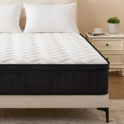 Queen Mattress 12 Inch Hybrid Mattress Queen with Memory Foam - Mattress in a Box with Individual Pocket Spring - Medium Firm Mattress Sleep Support Pressure Relief CertiPUR-US Certified 12 Inch Queen