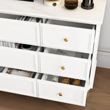 FUNISIR White Dresser 9 Drawer Dresser, Wood Bedroom Dresser, Chest of Drawers for Nursery Storage, Drawer Organizer with Easy Pull Handle for Living Room, Closet, Hallway FUNISIR