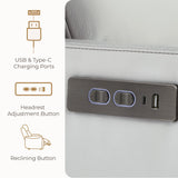 CHITA Genuine Leather Power Swivel Glider Rocker Recliner, FSC Certified Mid Century Modern Recliner Chair for Adults, Adjustable Power Headrest, for Nursery and Living Room, Creamy Grey CHITA