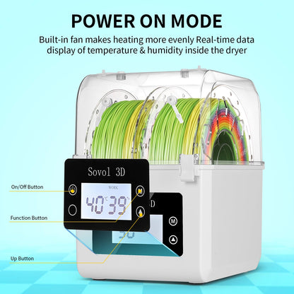 Sovol Filament Dryer 2024, SH01 Filament Dehydrator 3D Printer Spool Holder with Upgraded Fan, Dry Box for Keeping Filament Dry, Compatible with 1.75mm, 2.85mm Filament & PLA PETG TPU ABS - WoodArtSupply